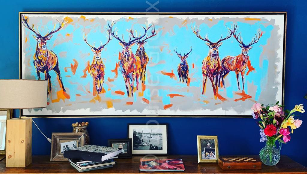 Harde cerfs - Louise Groux - Artiste Peintre