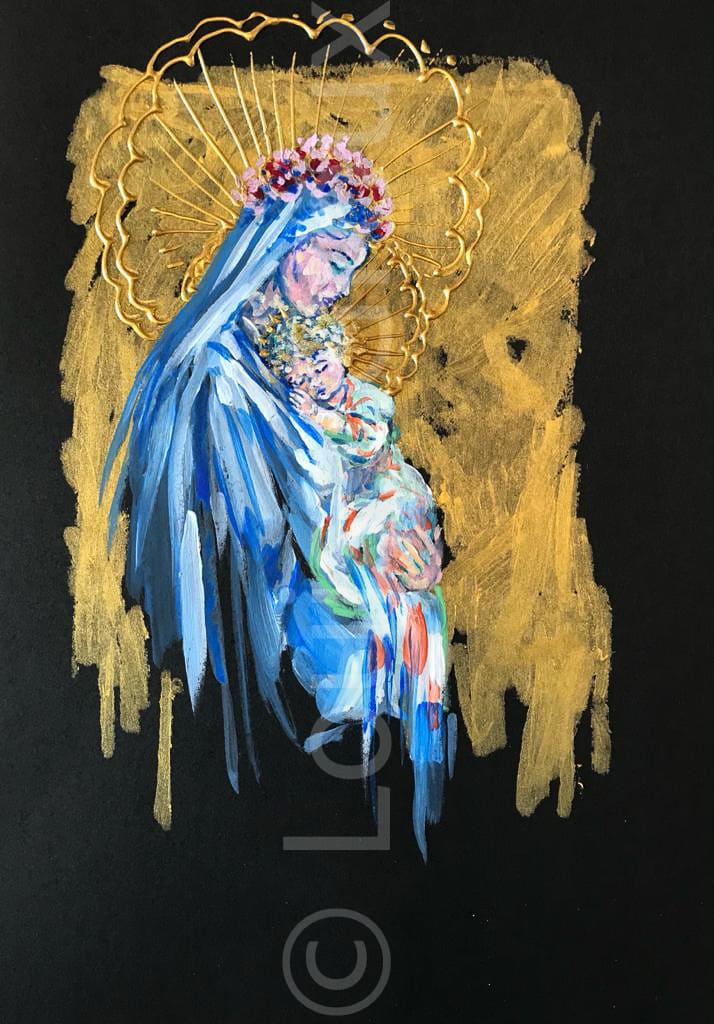 Dessin vierge à l'enfant - Louise Groux - Artiste Peintre