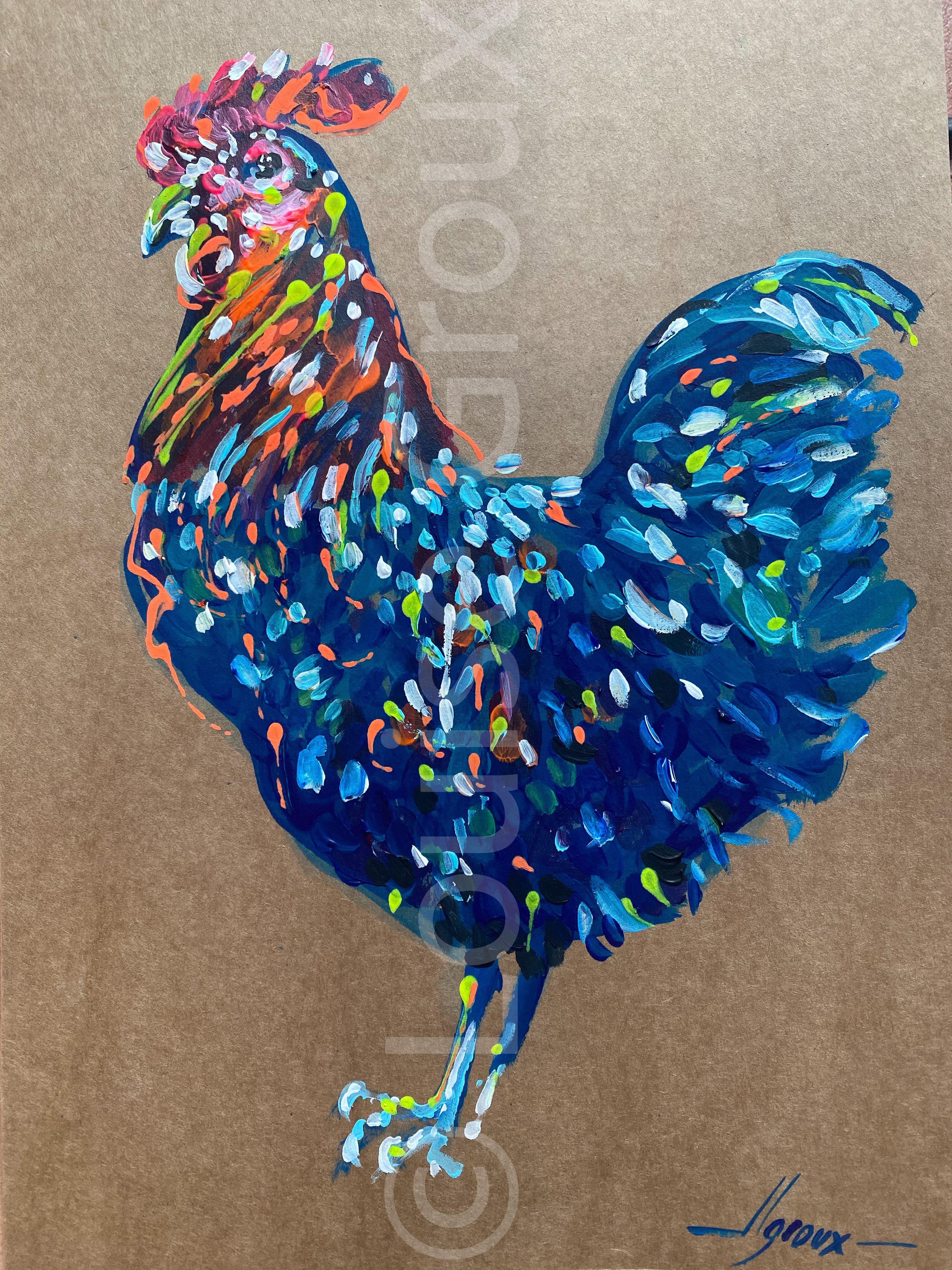 Coq - Louise Groux - Artiste Peintre